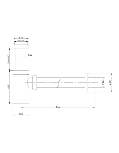 Сифон для умивальника Wezer WSR-101, під донний клапан, 1 1/4 дюйма
