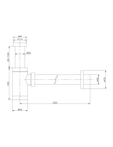 Сифон для умывальника Wezer WSR-101, под донный клапан, 1 1/4 дюйма