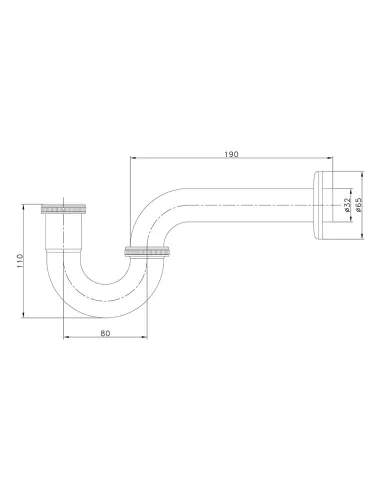 Сифон для умывальника Wezer WSR-103S, под донный клапан, 1 1/4 дюйма