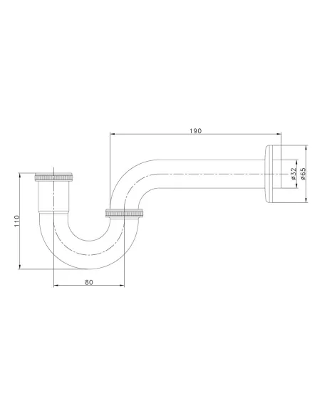 Сифон для умывальника Wezer WSR-103S, под донный клапан, 1 1/4 дюйма