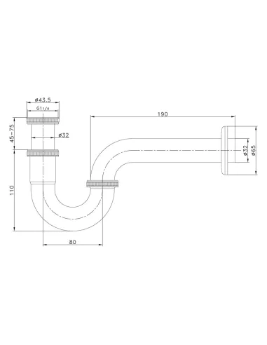 Сифон для умывальника Wezer WSR-102S, под донный клапан, 1 1/4 дюйма