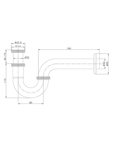 Сифон для умывальника Wezer WSR-102S, под донный клапан, 1 1/4 дюйма