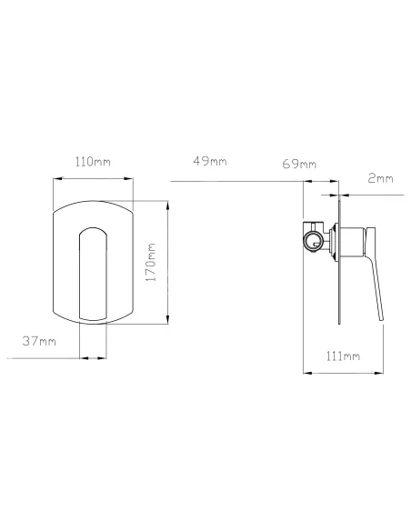 Змішувач для умивальника Q-tap Slavonice QTSLA267BLM45903 Black Matt прихованого монтажу, без виливу