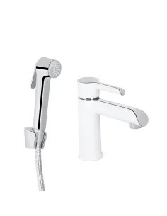 Смеситель для раковины Q-tap Grand QTGRA272CRW45671 Chrome/White с гигиеническим душем