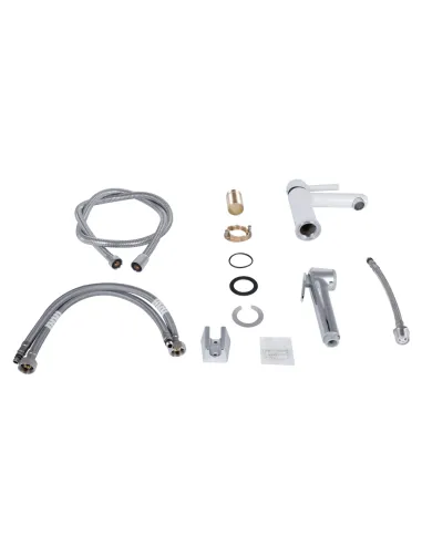 Змішувач для раковини Q-tap Grand QTGRA272CRW45671 Chrome/White з гігієнічним душем