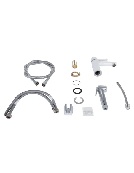 Змішувач для раковини Q-tap Grand QTGRA272CRW45671 Chrome/White з гігієнічним душем