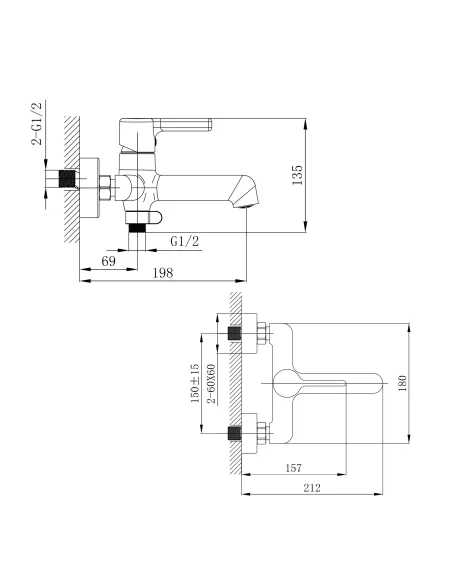 Смеситель для ванны с душем Q-tap Cardinal QTCAR259CRM45656 Chrome