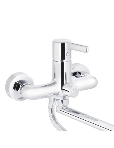Змішувач для ванни з довгим виливом Q-tap Cardinal QTCAR260CRM45657 Chrome з душовим набором