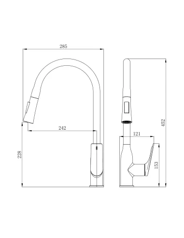 Смеситель для кухни с выдвижным изливом Q-tap Vlasta New QTVLA344CRM45646 Chrome