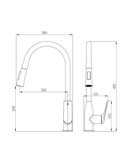 Смеситель для кухни с выдвижным изливом Q-tap Vlasta New QTVLA344CRM45646 Chrome