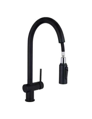 Смеситель для кухни с выдвижным изливом Q-tap Rozcesti QTROZ366BLM45940 Black Matt с подключением для питьевой воды