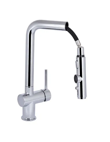 Змішувач для кухні з висувним виливом Q-tap Rozcesti QTROZ367CRM45941 Chrome із підключенням для питної води