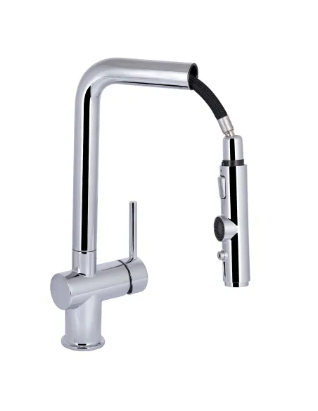 Смеситель для кухни с выдвижным изливом Q-tap Rozcesti QTROZ367CRM45941 Chrome с подключением для питьевой воды