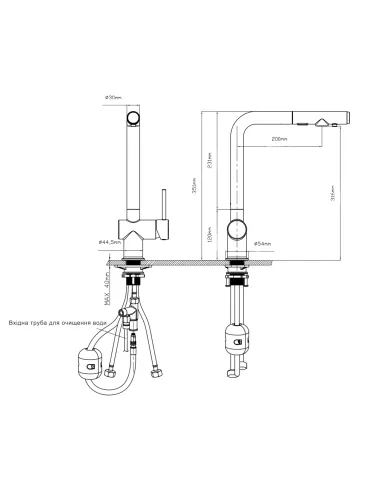 Змішувач для кухні з висувним виливом Q-tap Rozcesti QTQTROZ367GMB45942 Gunmetal Black PVD з підключенням для питної води