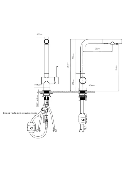 Смеситель для кухни с выдвижным изливом Q-tap Rozcesti QTQTROZ367GMB45942 Gunmetal Black PVD с подключением для питьевой воды