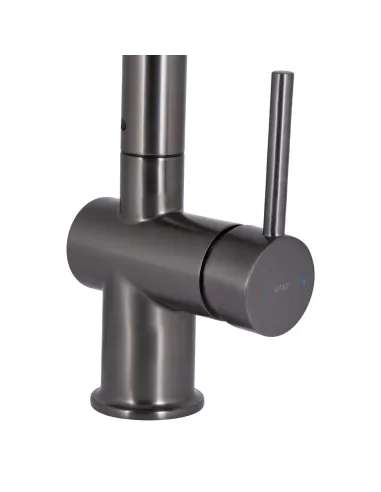 Змішувач для кухні з висувним виливом Q-tap Rozcesti QTQTROZ367GMB45942 Gunmetal Black PVD з підключенням для питної води