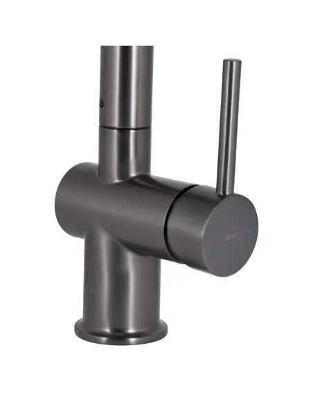Смеситель для кухни с выдвижным изливом Q-tap Rozcesti QTQTROZ367GMB45942 Gunmetal Black PVD с подключением для питьевой воды