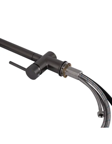 Смеситель для кухни с выдвижным изливом Q-tap Rozcesti QTQTROZ367GMB45942 Gunmetal Black PVD с подключением для питьевой воды