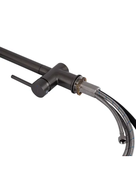 Смеситель для кухни с выдвижным изливом Q-tap Rozcesti QTQTROZ367GMB45942 Gunmetal Black PVD с подключением для питьевой воды