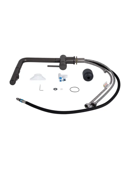 Смеситель для кухни с выдвижным изливом Q-tap Rozcesti QTQTROZ367GMB45942 Gunmetal Black PVD с подключением для питьевой воды