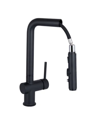 Смеситель для кухни с выдвижным изливом Q-tap Rozcesti QTROZ367BLM45943 Black Matt с подключением для питьевой воды