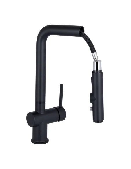 Смеситель для кухни с выдвижным изливом Q-tap Rozcesti QTROZ367BLM45943 Black Matt с подключением для питьевой воды
