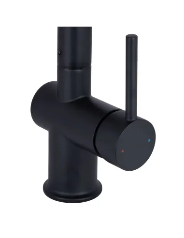 Змішувач для кухні з висувним виливом Q-tap Rozcesti QTROZ367BLM45943 Black Matt із підключенням для питної води