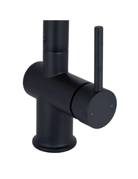 Змішувач для кухні з висувним виливом Q-tap Rozcesti QTROZ367BLM45943 Black Matt із підключенням для питної води