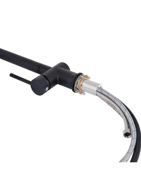 Змішувач для кухні з висувним виливом Q-tap Rozcesti QTROZ367BLM45943 Black Matt із підключенням для питної води