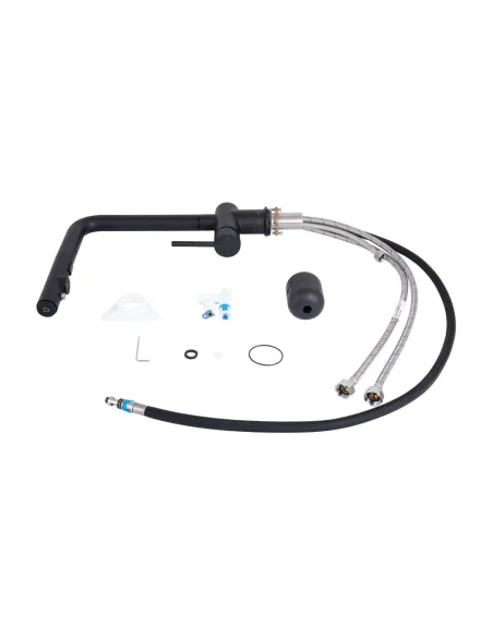 Змішувач для кухні з висувним виливом Q-tap Rozcesti QTROZ367BLM45943 Black Matt із підключенням для питної води