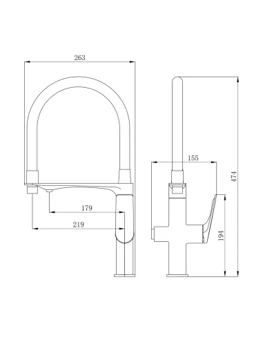 Змішувач для кухні з гнучким виливом Q-tap Vlasta New QTVLA364CRM45648 Chrome із підключенням для питної води