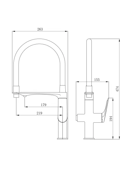 Смеситель для кухни с гибким изливом Q-tap Vlasta New QTVLA364GMB45649 Gunmetal Black PVD с подключением для питьевой воды