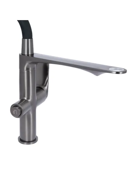 Смеситель для кухни с гибким изливом Q-tap Vlasta New QTVLA364GMB45649 Gunmetal Black PVD с подключением для питьевой воды