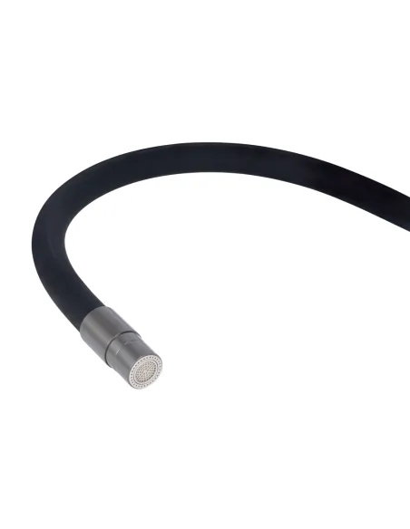 Змішувач для кухні з гнучким виливом Q-tap Vlasta New QTVLA364GMB45649 Gunmetal Black PVD із підключенням для питної води