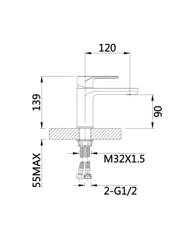 Смеситель для раковины в ванной Q-tap Jay QTJAY270BLM45545 Black Matt
