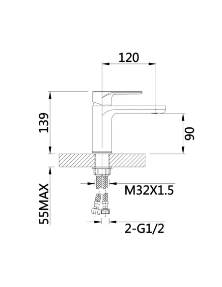 Смеситель для раковины в ванной Q-tap Jay QTJAY270BLM45545 Black Matt