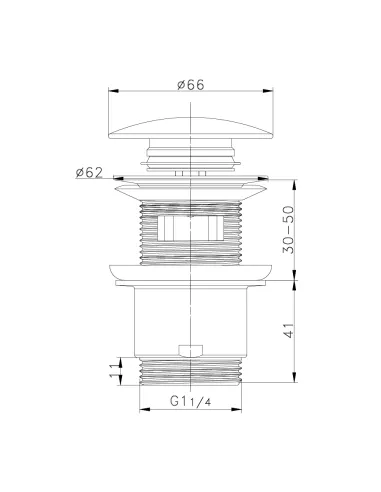 Донный клапан для раковины Wezer WHR-101Y, 66х66х100 мм