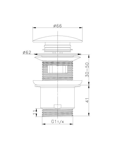 Донный клапан для раковины Wezer WHR-101Y, 66х66х100 мм