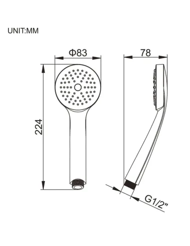 Лійка для душу ручна Wezer SH-01 WKY-01, кругла 1 режим