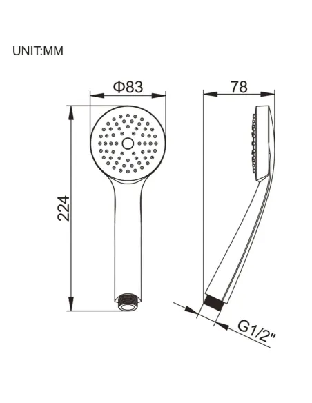 Лійка для душу ручна Wezer SH-01 WKY-01, кругла 1 режим