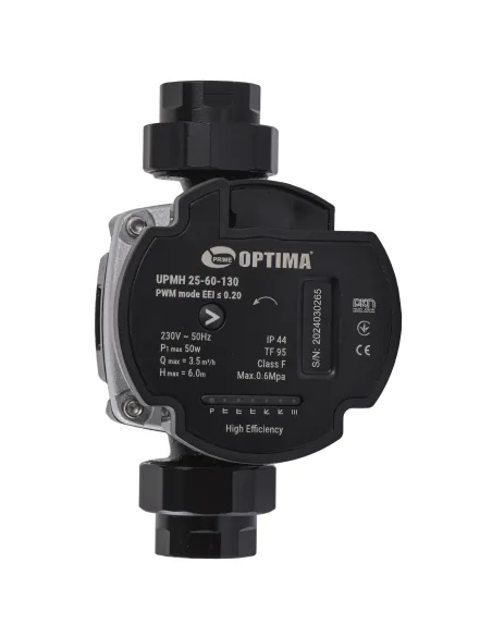 Циркуляційний насос енергозберігаючий Optima Prime UPMH 25-60AUTO 130 мм, з гайками
