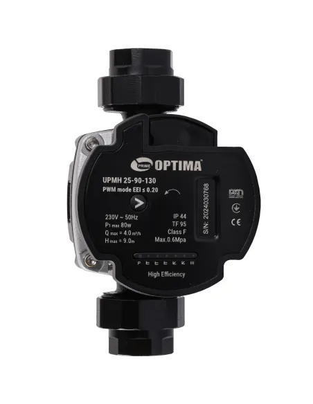 Циркуляционный насос энергосберегающий Optima Prime UPMH 25-90AUTO 130 мм, с гайками