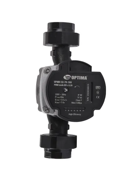 Циркуляционный насос энергосберегающий Optima Prime UPMH 32-70AUTO 180 мм, с гайками Циркуляционный насос энергосберегающий Optima Prime UPMH 32-70AUTO 180 мм, с гайками