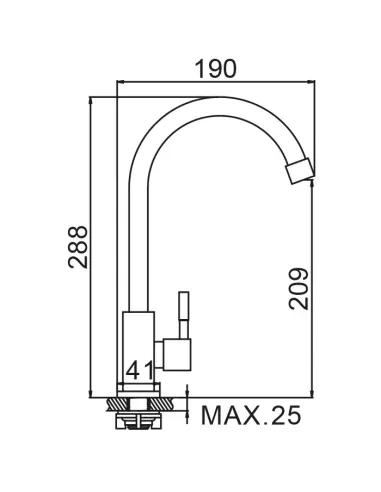 Монокран для умивальника Wezer EKO14A-14, нержавіюча сталь.
