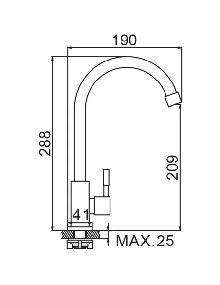 Монокран для умивальника Wezer EKO14A-14, нержавіюча сталь.