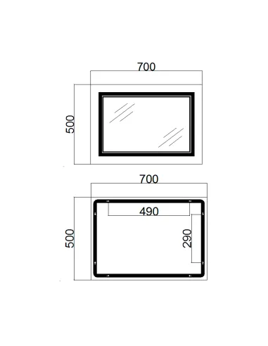 Дзеркало для ванної кімнати Q-Tap Cardinal Reverse QT0478C5070 з LED-підсвічуванням, з антизапітнінням, 500 х 700 мм