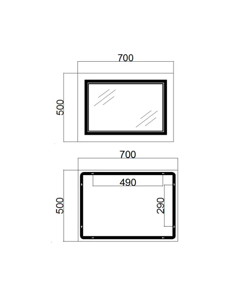Дзеркало для ванної кімнати Q-Tap Cardinal Reverse QT0478C5070 з LED-підсвічуванням, з антизапітнінням, 500 х 700 мм
