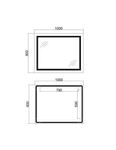 Зеркало для ванной Q-Tap Cardinal QT0478C10080 с LED-подсветкой, с антизапотеванием, 1000 х 800 мм