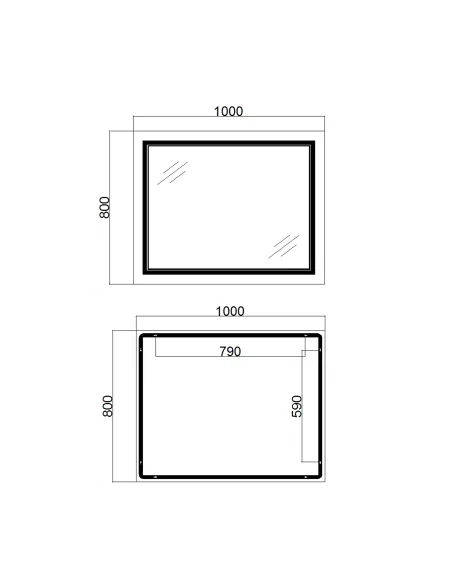 Зеркало для ванной Q-Tap Cardinal QT0478C10080 с LED-подсветкой, с антизапотеванием, 1000 х 800 мм