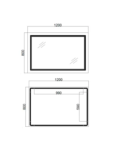 Зеркало для ванной Q-Tap Cardinal QT0478C12080 с LED-подсветкой, с антизапотеванием, 1200 х 800 мм